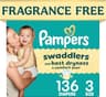 Pampers Swaddlers Diapers, Size 3 (13-26 lbs), 136 Count, Fragrance Free, Hypoallergenic, Absorbent, Pediatrician Rec...