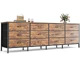 Huuger 70 Inch Dresser for Bedroom, TV Stand for 65, 75, 80 Inch TV, 12 Fabric Drawer Long Dresser, Large Entertainme...