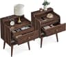VASAGLE Nightstands, Set of 2, Bedside Tables with Hidden Drawers, Mid-Century End Side Tables with Solid Wood Legs, ...