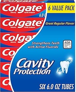 Colgate Cavity Protection Toothpaste with Fluoride, Minty Great Regular Flavor, Anti Cavity Toothpaste, 6 Pack, 6 Oz ...