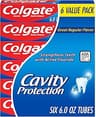Colgate Cavity Protection Toothpaste with Fluoride, Minty Great Regular Flavor, Anti Cavity Toothpaste, 6 Pack, 6 Oz ...