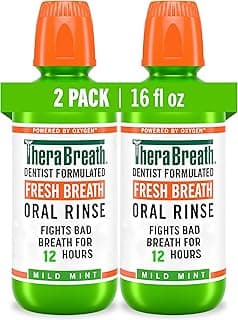 TheraBreath Fresh Breath Mouthwash, Mild Mint Flavor, Alcohol-Free, 16 Fl Oz (2-Pack)