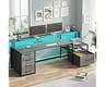 SEDETA Home Office Desk with File Drawer & Power Outlet, 66'' Computer Desk with 5 Drawer, Storage Shelves, Printer C...