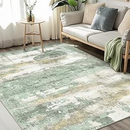 BEIMO 5x7 Green Abstract Area Rug, Washable Non-Slip for Bedroom | Soft Low-Pile Carpet, Lightweight and Easy to Vacu...
