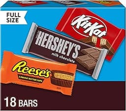 HERSHEY'S, KIT KAT and REESE'S Assorted Milk Chocolate Candy Variety Box, 27.3 oz (18 Count)