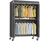 VIPEK R2C Plus Heavy Duty Rolling Garment Racks with Cover Clothing Rack for Hanging Clothes Portable Closet with Adj...