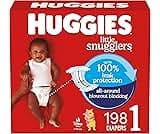 Huggies Size 1 Diapers, Little Snugglers Diapers, Size 1 (8-14 lbs), 198 Count (6 Packs of 33), Packaging May Vary