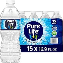 Pure Life Purified Water Bottles, 15 Pack - Still Bottled Water Enhanced with Minerals for a Crisp Taste, Plastic Bot...