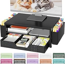 OPNICE Desk Organizers and Accessories, Computer Monitor Stand Riser with Drawer and 2 Pen Holders, Laptop Stand, Off...