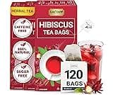 LeafLea 120 Hibiscus Tea Bags, 100% Pure Natural Hibiscus Flowers Herbal Tea, Natural Red Hibiscus Flower Tea, Te de ...