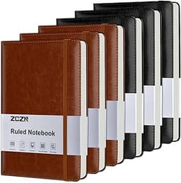 ZCZN 6 Pack Lined Journal Notebooks for Work, A5 Hardcover Leather Journals