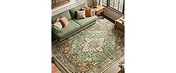 RELEANY Area Rugs 8'x10' Washable Non-Slip, Floral Vintage Distress Print Pattern Medallion Carpet for Living Room Be...