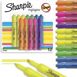 Sharpie Tank Highlighters, Assorted Colors, Chisel Tip, Back to School Essentials, Teacher & Office Supplies, Smear-R...