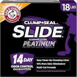 ARM & HAMMER Slide Platinum Easy Clean-Up Clumping Cat Litter, 18 lbs | 24/7 Odor Control, Triple-Action Freshness, N...