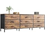 Huuger 63 Inch Dresser for Bedroom, Dresser for Closet with 9 Fabric Drawers, Large TV Stand for 55, 65, 70 Inch TV, ...