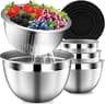 DUTZUN Mixing Bowls with Lids Set, Stainless Steel Mixing Bowls with Colander, Strainer with Mixing Bowl Set, Serving...