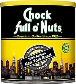 Chock Full o' Nuts New York Roast Ground Coffee – Premium Beans in Recyclable Steel Can – Rich Flavor & Aroma, Dark R...
