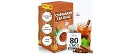 LeafLea Cinnamon Tea Bags, Bold Ground Cinnamon Spice, Sugar-Free, 80 Count | Naturally Sweet Single-Ingredient Spice...