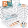 WOWBOX 25 PCS Clear Plastic Drawer Organizer Set, 4 Sizes Desk Drawer Divider Organizers and Storage Bins for Makeup,...