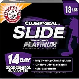 ARM & HAMMER Clump & Seal SLIDE Platinum Multi-Cat Clumping Cat Litter, 14-Day Odor Control, EZ Clean Technology, 18 ...