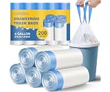 Charmount Small Trash Bags 4 Gallon, 200 Count Drawstring Mini Garbage Bags | Plastic Trash Can Liners for Bathroom A...