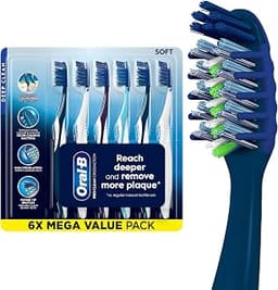 Oral-B Pro Clean Cross Action Toothbrushes, Deep Plaque Removal, 6 Count