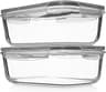 8 Cups/ 63 Oz 4 Piece (2 containers + 2 Lids) Large Glass Food Storage/ Baking Containers with Locking Lids . Ideal f...