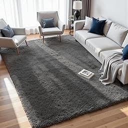 8x10 Area Rugs for Living Room: Ultra Soft Fluffy Shag Grey Rugs for Bedroom, Non-Slip Large Fuzzy Plush Rug Indoor F...
