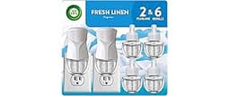 Air Wick Plug in Scented Oil Starter Kit, 2 Warmers + 6 Refills, Fresh Linen, Same Familiar Smell of Fresh Laundry, E...