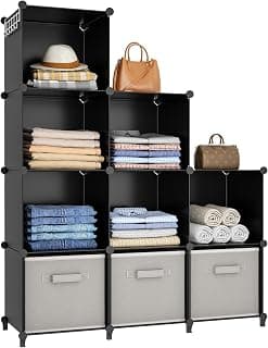 HOMIDEC Closet Organizers and Storage, 9 Cube Storage Organizer, Black | Portable Closet Organizer, Storage Cubes She...
