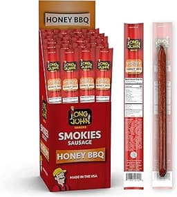 Long John Snacks Smokies Smoked Sausage Links - Premium USA-Sourced Pork & Beef Jerky Sticks - High-Protein Meat Stic...