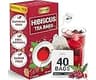 LeafLea 40 Premium Natural Hibiscus Tea Bags, 100% Pure from Hibiscus Flowers, Caffeine-Free Herbal Tea, Hibiscus Flo...