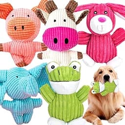 MRSOHRET 5 Pack Dog Toys Squeaky, Tough Stuffed Plush Puppy Chew Toys for Teething, Durable Plush Dog Toy for Large M...
