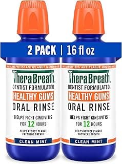 TheraBreath Healthy Gums Oral Rinse, Antigingivitis, Clean Mint Flavor, Dentist Formulated to Help Prevent Gingivitis...