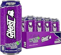 GHOST Energy Drink, Zero Sugars, 12-Pack, Welch's Grape, 16oz | Energy & Focus Pre Workout Drink, No Artificial Color...