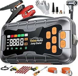 YaberAuto 16-in-1 Jump Starter with Air Compressor 8000A 160PSI Car Battery Jump Starter (All Gas/14L Diesel) 12V Jum...