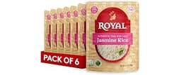 Royal Thai Hom Mali Jasmine White Rice - (6 Pack) 8.5 oz | Microwaveable Rice - Ready to Heat Pouch - Great with Meat...