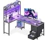 AODK L Shaped Gaming Desk with Hutch, 59" Computer Desk with 4 Drawers & Storage Shelves, Reversible Corner Desk with...