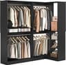 Unikito Corner Closet System, 72" L-Shaped Closet Organizer with 4 Hanging Rods, Heavy Duty Wood Garment Rack with Sh...