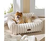 Bedsure ComfyFleece™ Cute Dog Bed for Small Medium Dogs - Washable Furry Puppy Beds, Rectangle Orthopedic Corduroy Fl...