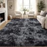 PLHXFR 8x10 Area Rugs Living Room: Fluffy Bedroom Soft Shag Rug Black Grey | Upgrade Non-Slip High Pile Carpet Fuzzy ...
