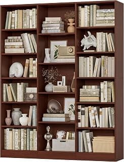 FACBOTALL Triple Wide Bookshelf, Large Bookshelf with 17 Display Shelves