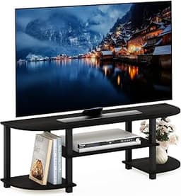Furinno Turn-S-Tube Wide TV Entertainment Center, Espresso/Black | Toolless Entertainment Center with Open Storage Sh...
