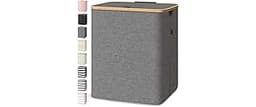 BALEINE Laundry Hamper with Lid, Tall Laundry Baskets with Bamboo Pull Handles, Large Laundry Bin with Internal Suppo...