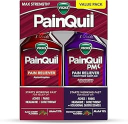Vicks PainQuil & PainQuil PM Pain Relief Liquid, 1000mg Acetaminophen, 2x12 oz