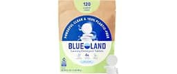 BLUELAND 100% Plastic-Free Laundry Detergent Tablets, 120ct, Free & Clear | Lifts Tough Stains and Odors, Safe for Se...