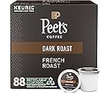 Peet's Coffee, Dark Roast Keurig K-Cup Pods, 100% Arabica Coffee - French Roast 88 Count (4 Boxes of 22 Pods)