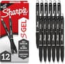 Sharpie S-Gel Gel Pens, Black Barrel, Medium Point (0.7mm), Black Gel Ink Pens, 12 Count - Home, Office, School, Jour...