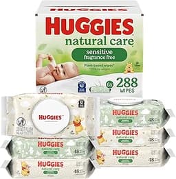 Huggies Natural Care Sensitive Baby Wipes, Unscented, 6 Packs, 288 Wipes