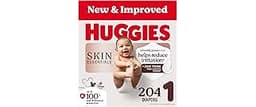 Huggies Size 1 Diapers, Skin Essentials Baby Diapers, Size 1 (8-14 lbs), 204 Count (3 Packs of 68), Packaging May Vary
